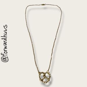 Gold Tone Necklace – 16” Chain with Pretzel Pendant